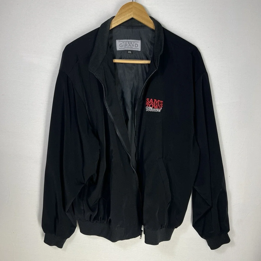 Vintage Las Vegas Jacket XXL Black Embroidered Casino Bomber Full Zip